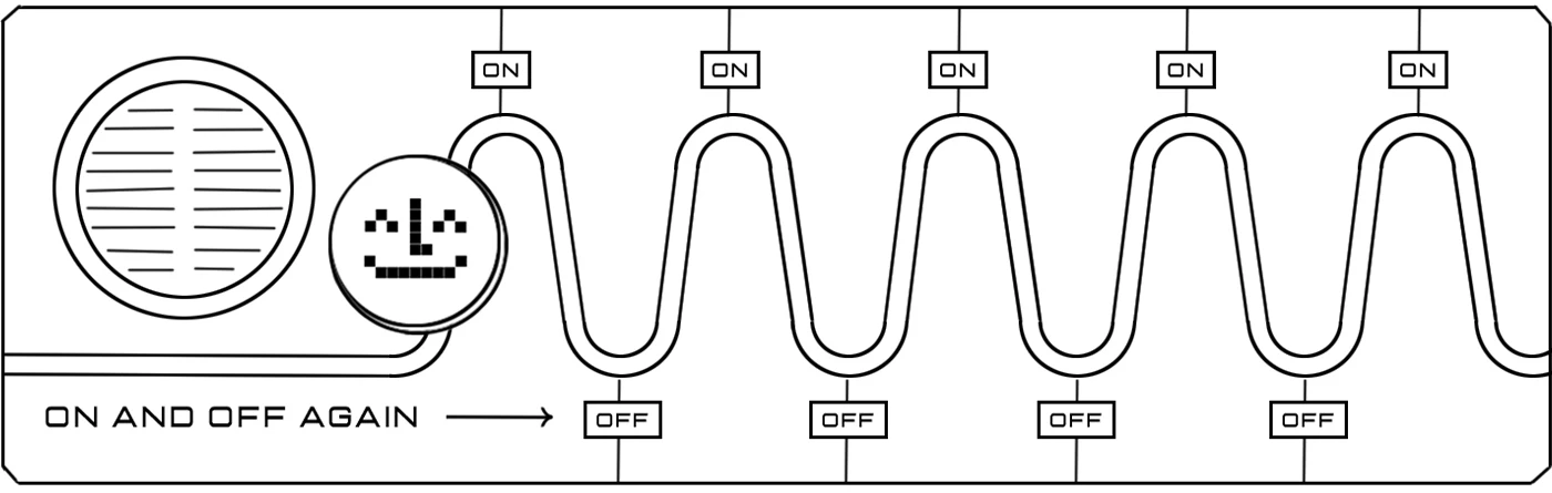 Star_Trek_Stills05 Black and white concept drawing of a winding mechanical track with alternating on and off switches.