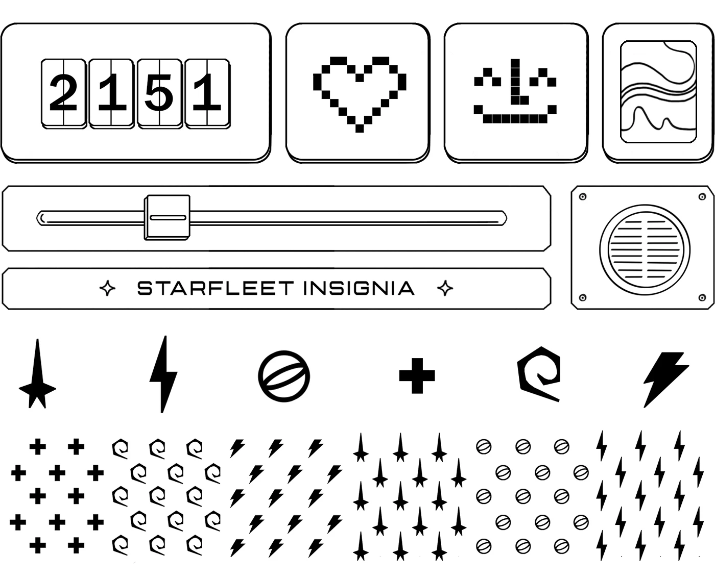 Star_Trek_Stills11 Collection of illustrated buttons, symbols and graphic elements developed for the Star Trek animation.